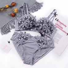 Load image into Gallery viewer, Lingerie Mulher Womens Bra Brief Set Bralette Push Up Bra Sexy Underwear Sets Bras Seamless Black Grey Red Panties Intimate