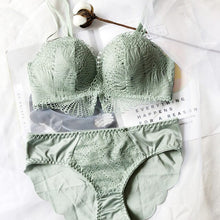 Load image into Gallery viewer, New Fashion Green Brassiere Deep V Push Up Bra Brief Set A B Cup Women Bras Lingerie Set Lace Sexy Underwear Black