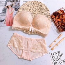 Load image into Gallery viewer, Women Underwear Bra Brief Set Push Up Bra Sexy Bralette Lingerie Panties Strapless Bra Set Wire Free Lingerie Set