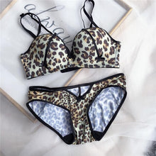 Load image into Gallery viewer, Bra Brief Sets Sexy Underwear Lingerie Sexy Bralette Bra Panty Set Intimates Female Women Wire Free Push Up Leopard Bra Set