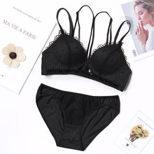 Load image into Gallery viewer, Female Sexy Lace Bra Sets Women Seamless Embroidery Bralette Wireless Breathable Bra and Panty Set Underwear Briefs